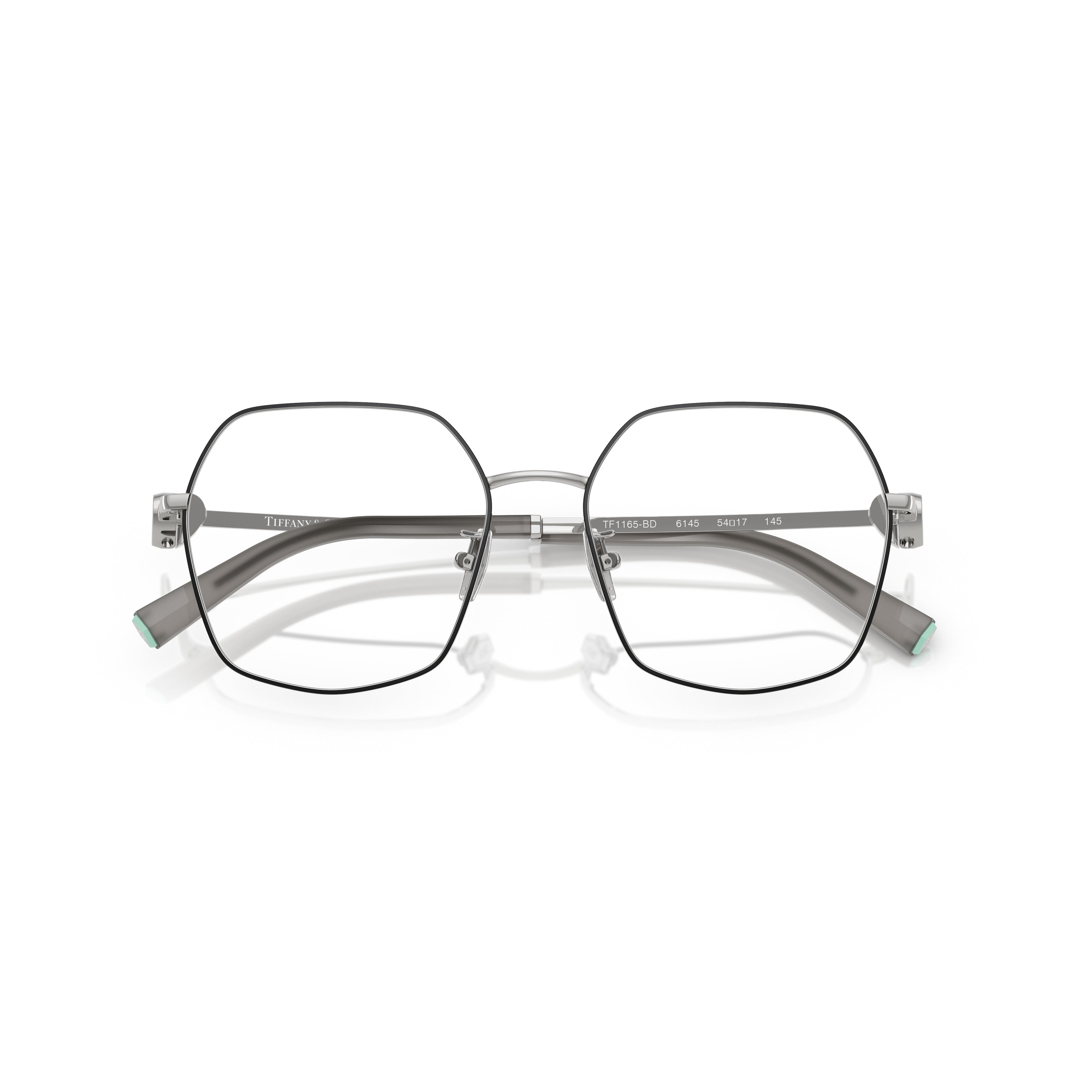 0tf1165bd Hexagonal Frame Eyeglasses in Polished Steel