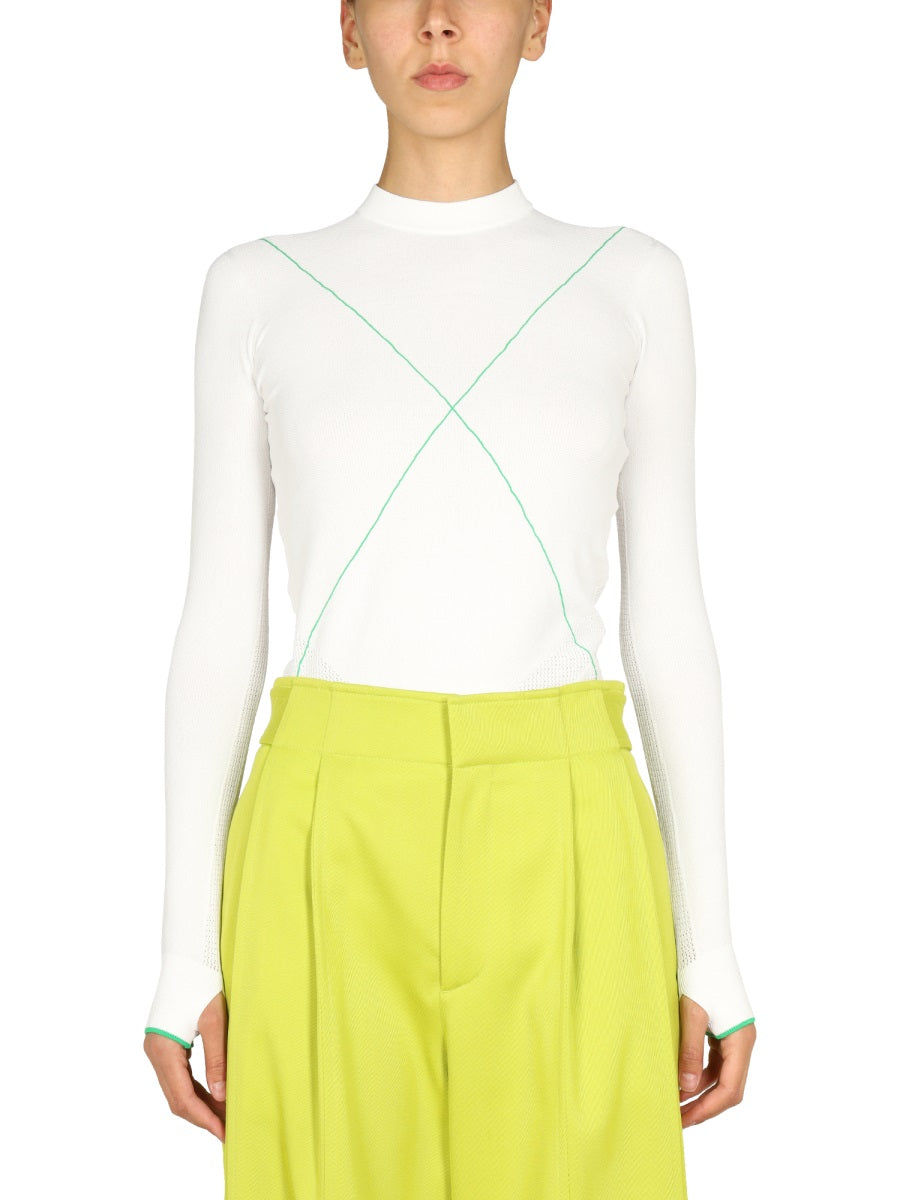 Polo Neck Sweater with Contrasting Seams