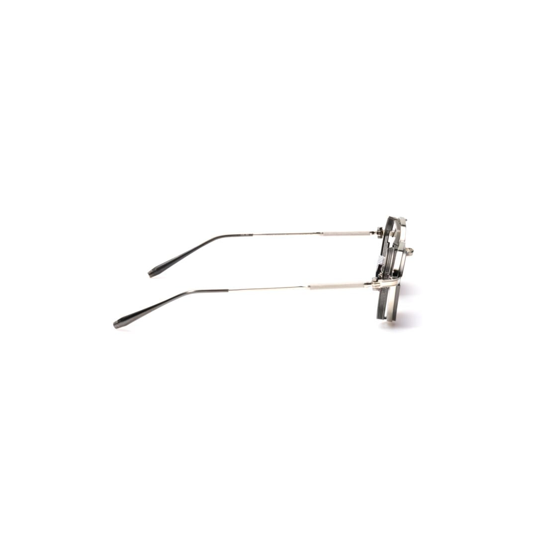 Aks-508 Geometric Frame Sunglasses with Silver Metallic Finish