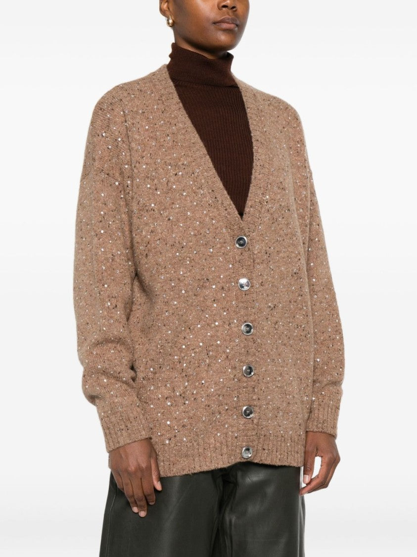 Sweter z mieszanki wełny wielbłądziej z dekoltem w serek