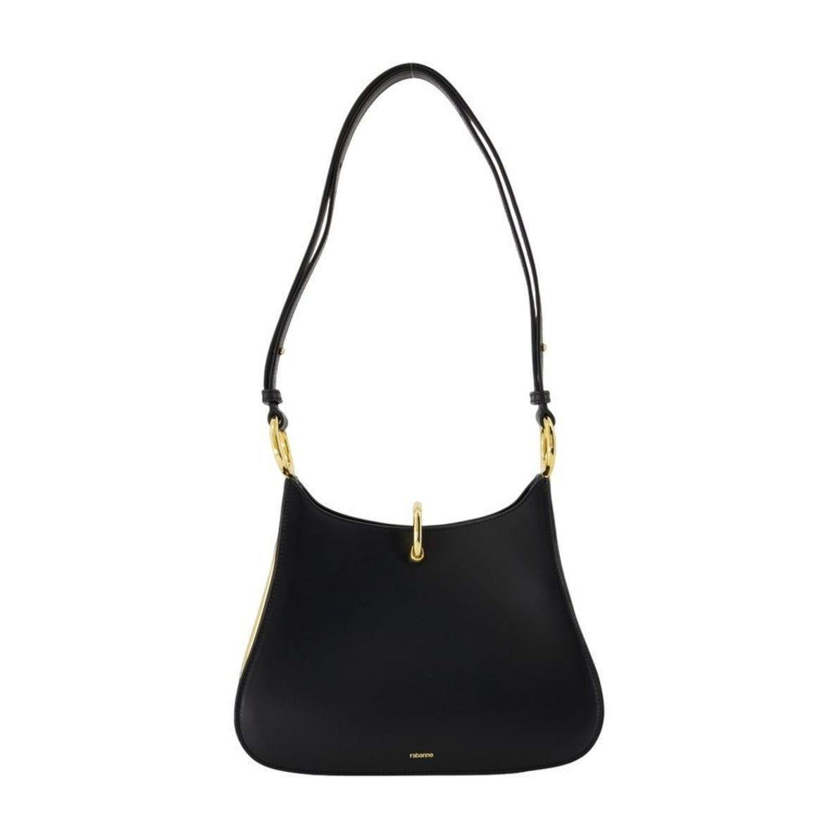 Structured Calfskin Leather Shoulder Bag With Gold-Tone Accents