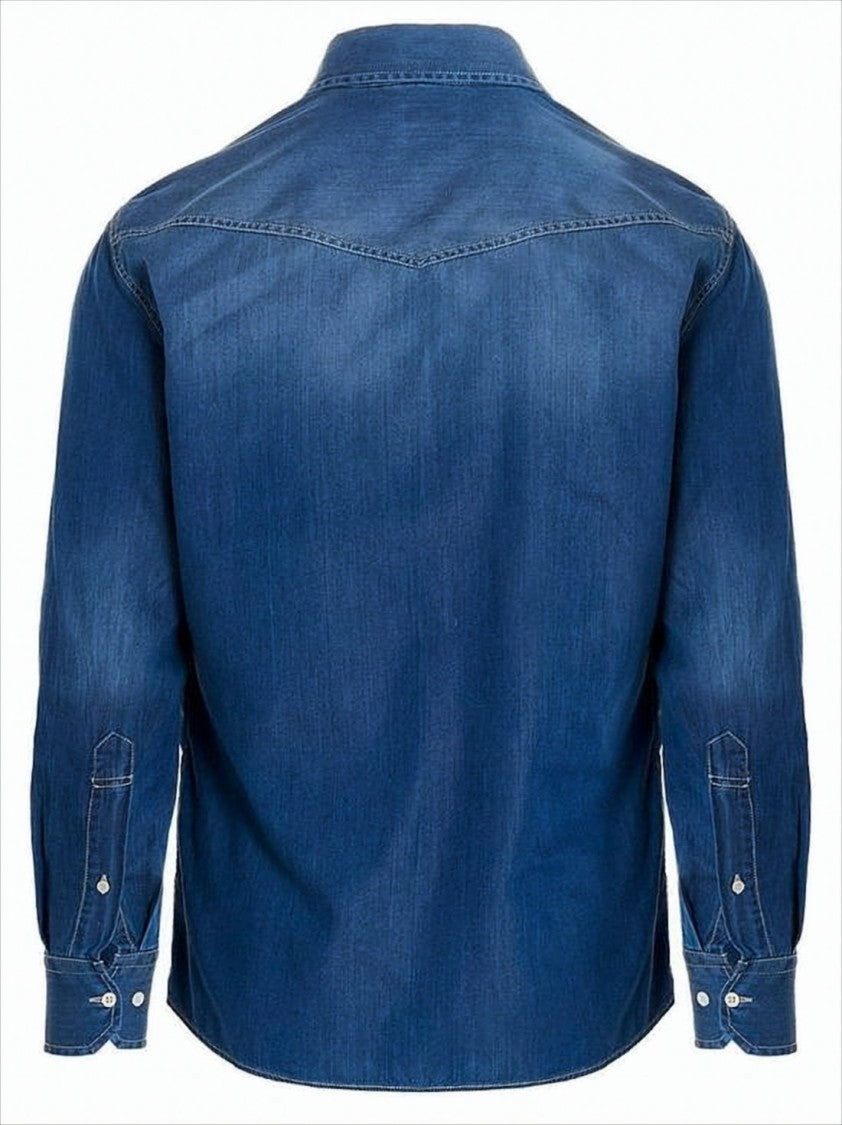 Classic Denim Long-Sleeve Shirt with Flap Pockets