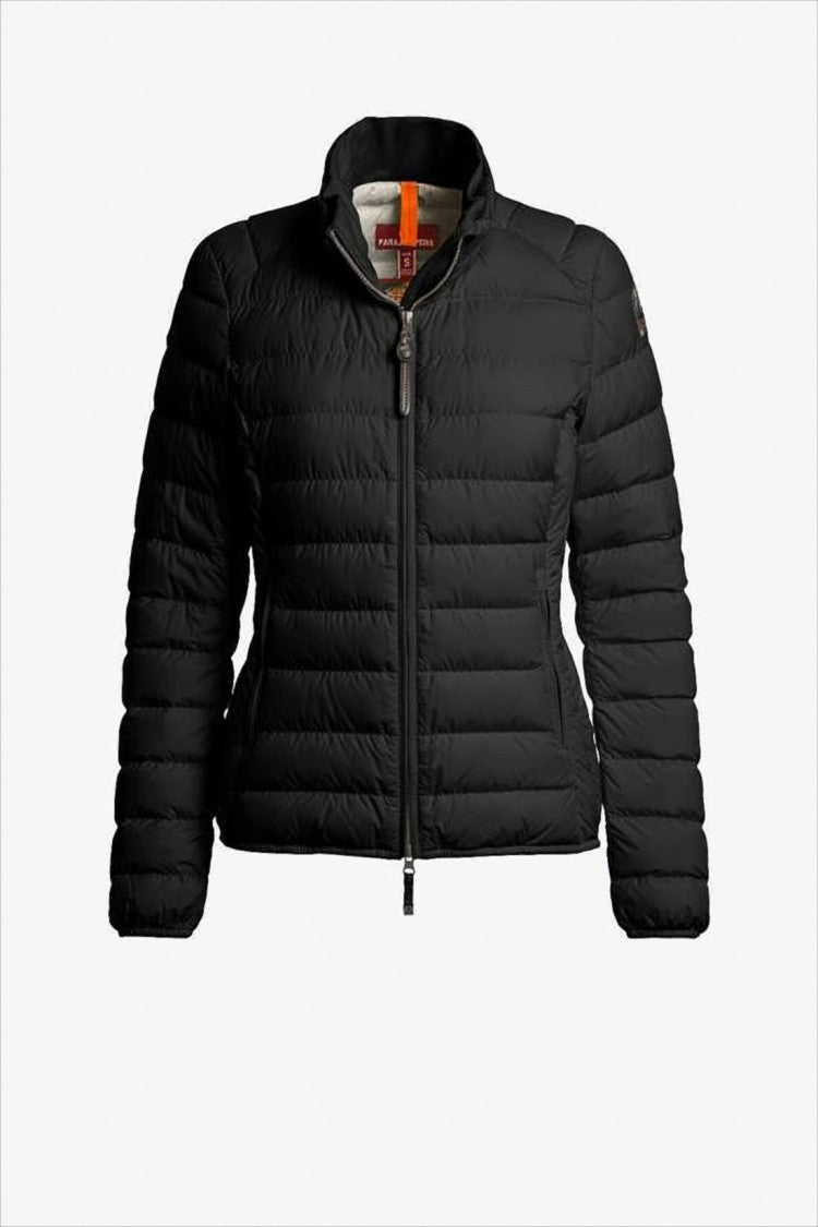 Fitted Quilted Down Coat with High Collar and Insulated Design