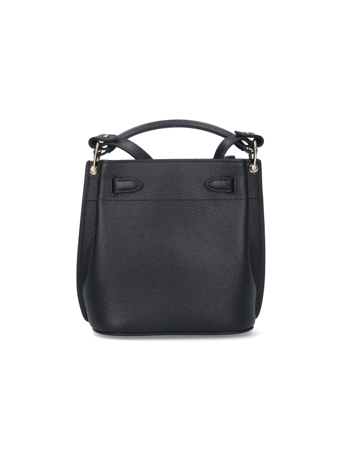 Mini Bucket Bag in Textured Black Leather