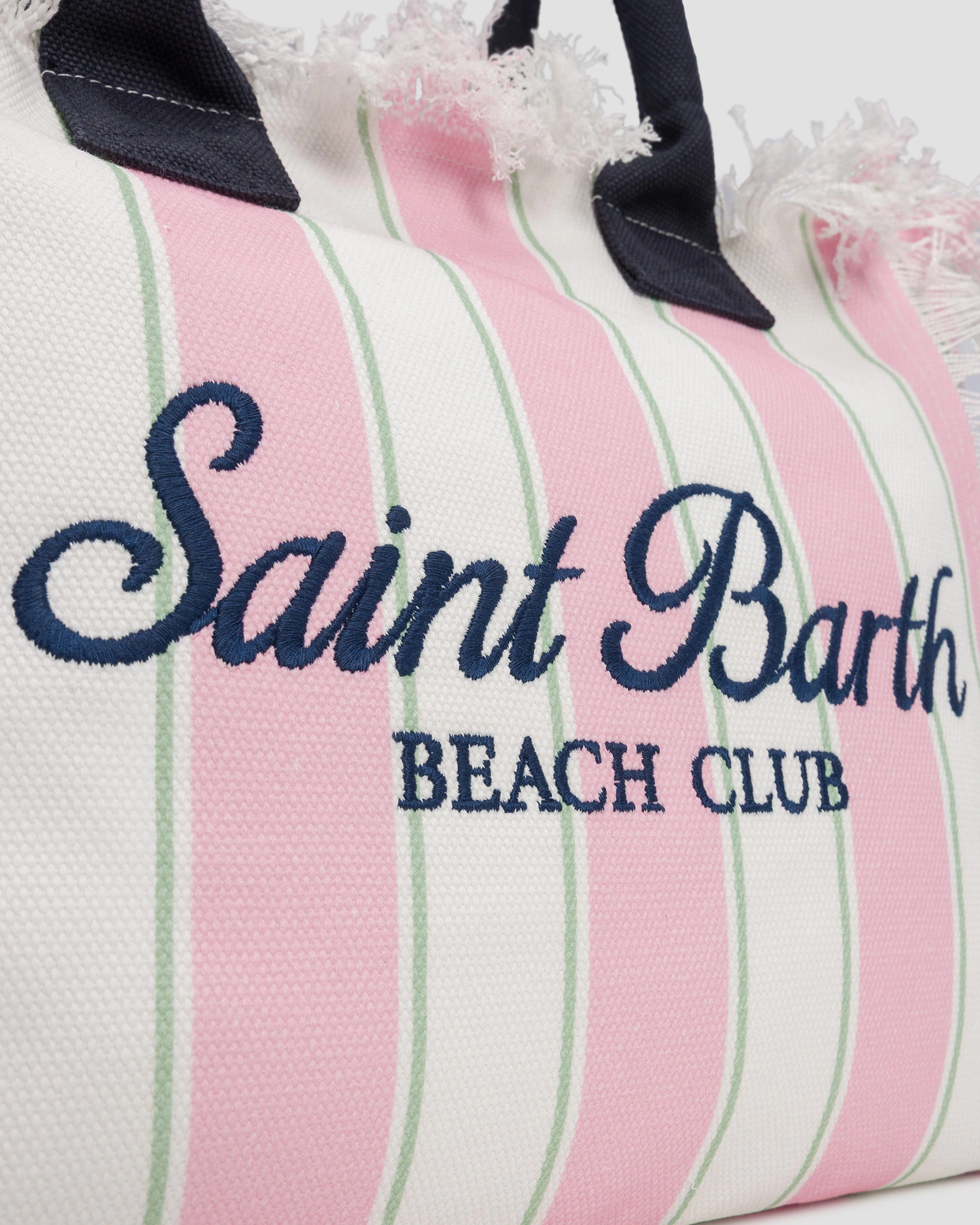 Spacious Vertical Striped Tote Bag with Embroidered Accent