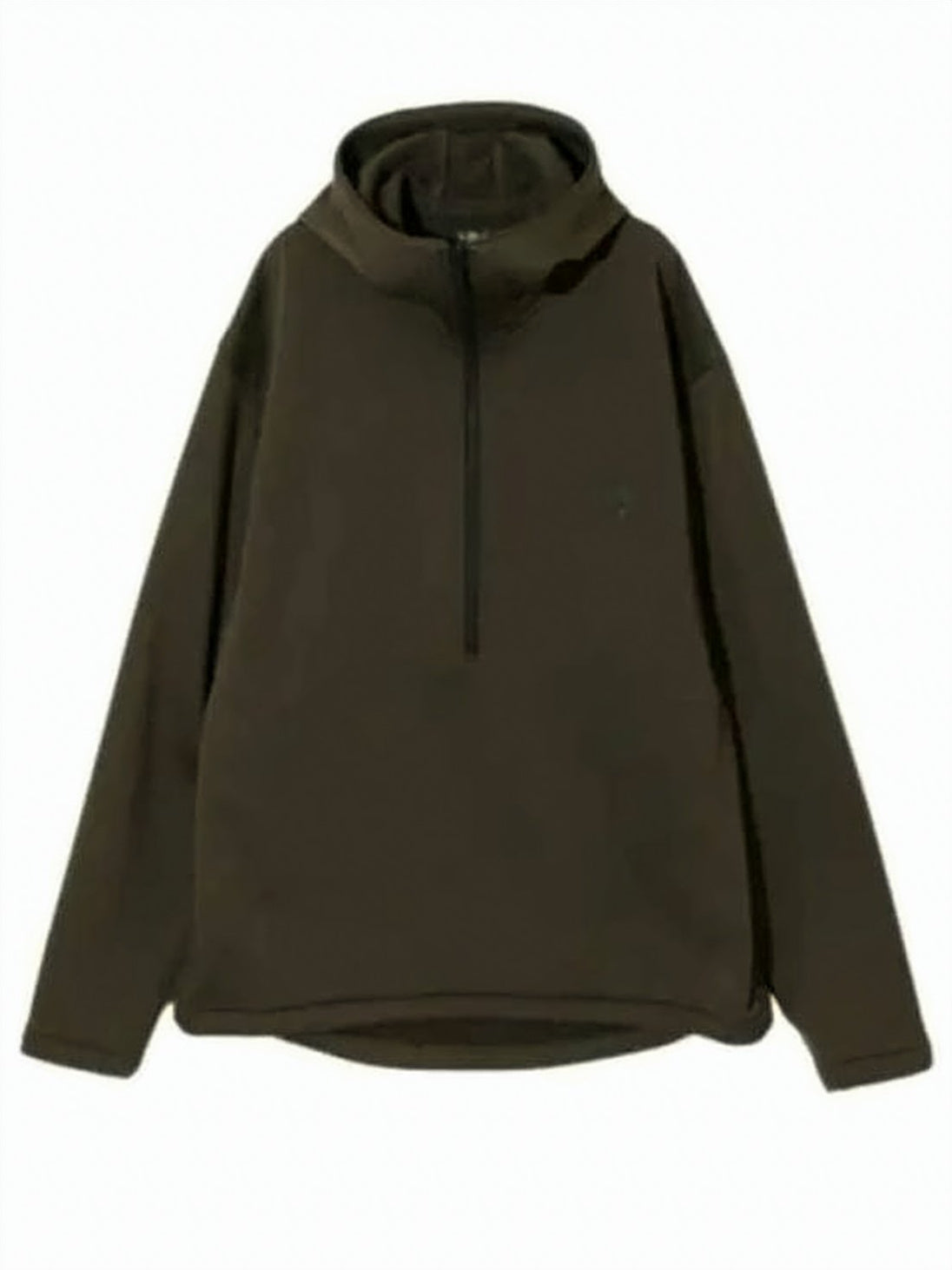 Brown Half-Zip Pullover Hoodie with Subtle Texture