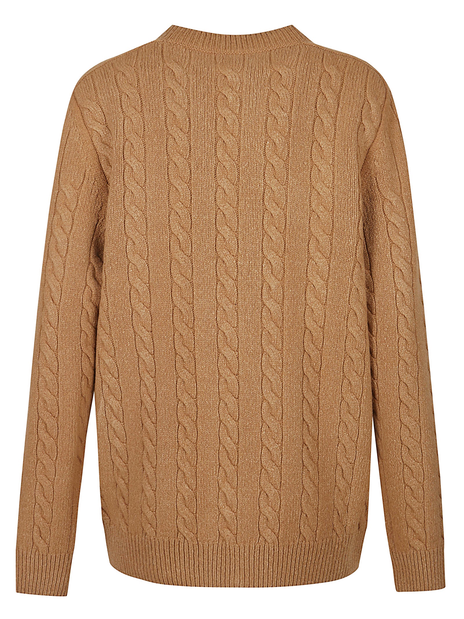 Cable Knit Cardigan With Round Neckline And Button-Down Front