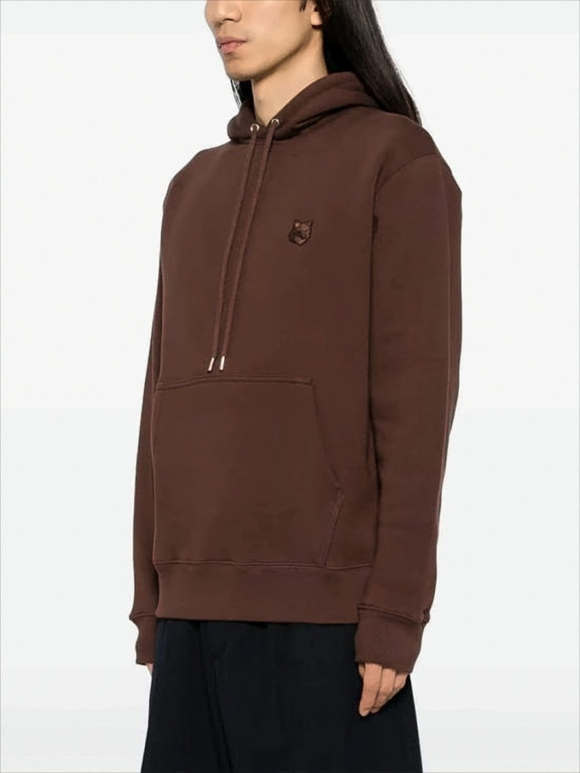 Relaxed Fit Brown Hoodie With Embroidered Fox Emblem