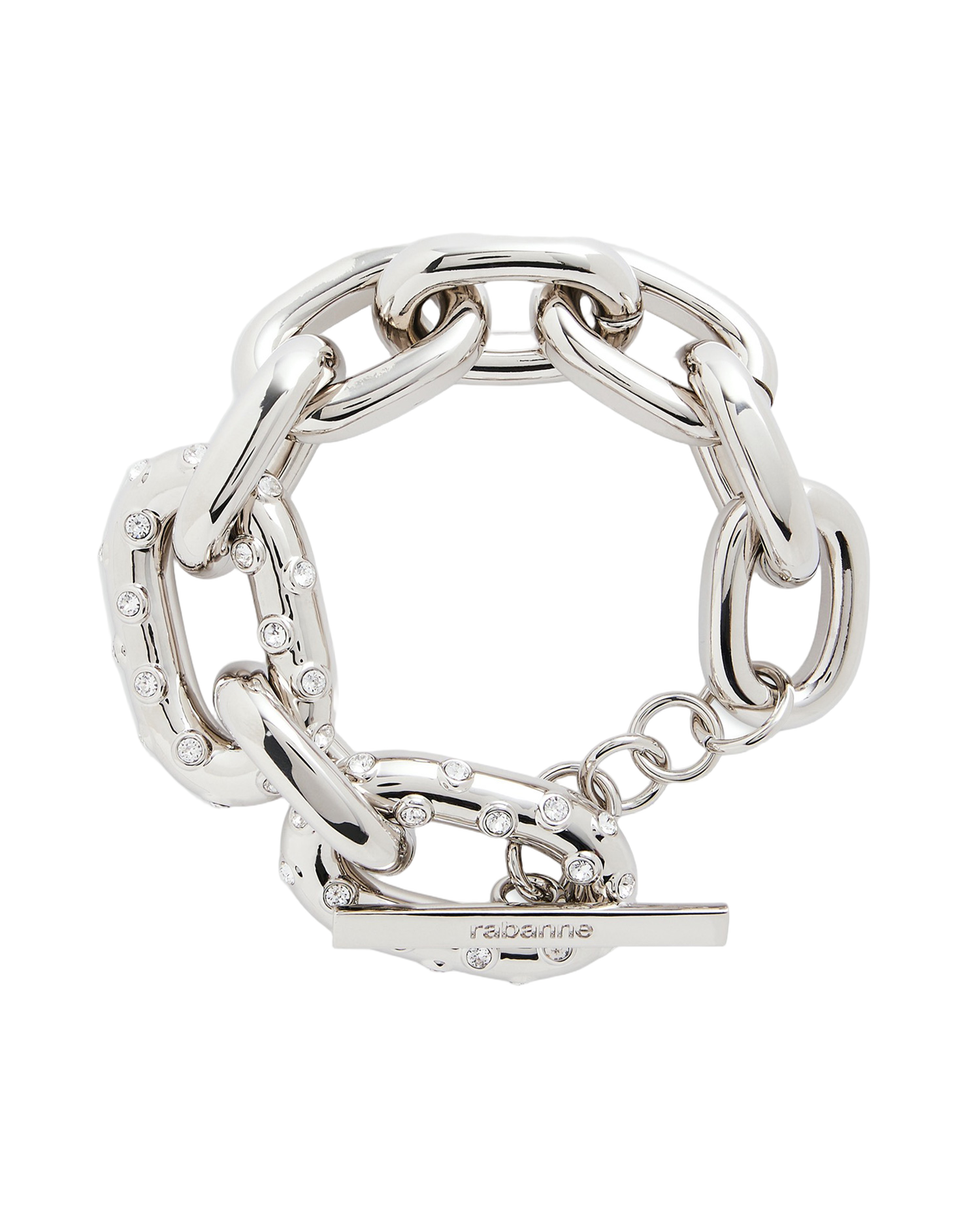 Interlaced Silver Chain Bracelet With Crystal Accents