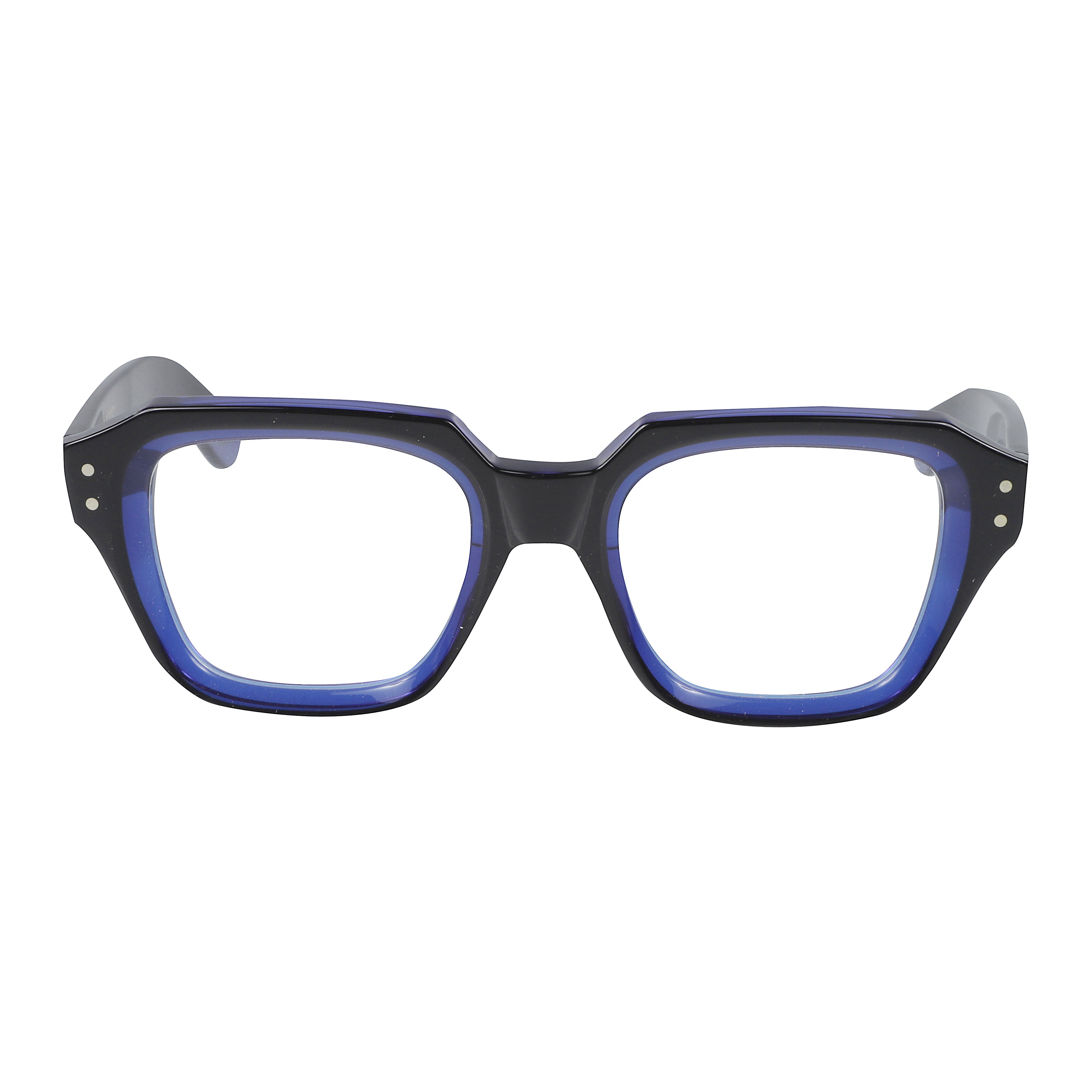 Smoke Geometric Frame Eyeglasses with Two-Tone Design