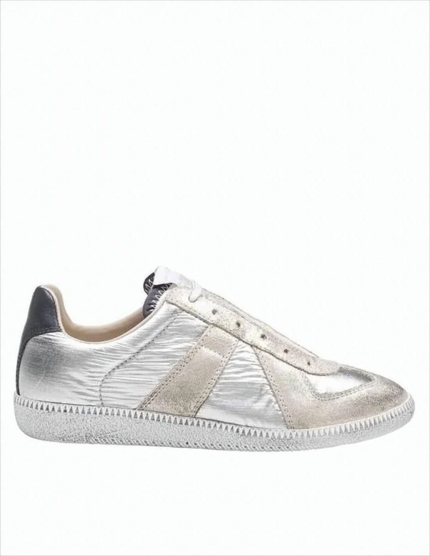 Metallic Silver Low-Profile Sneakers