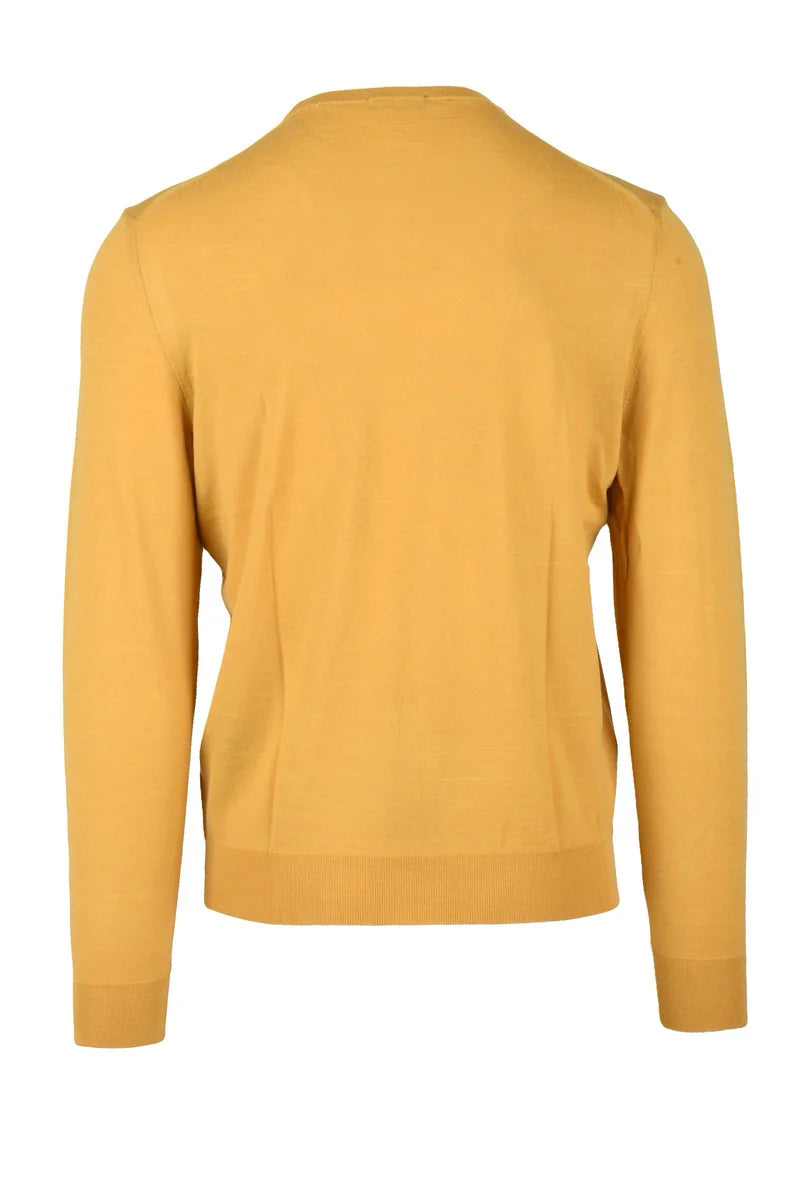 Thin Merino Wool Crew Neck Pullover - Black/Orange