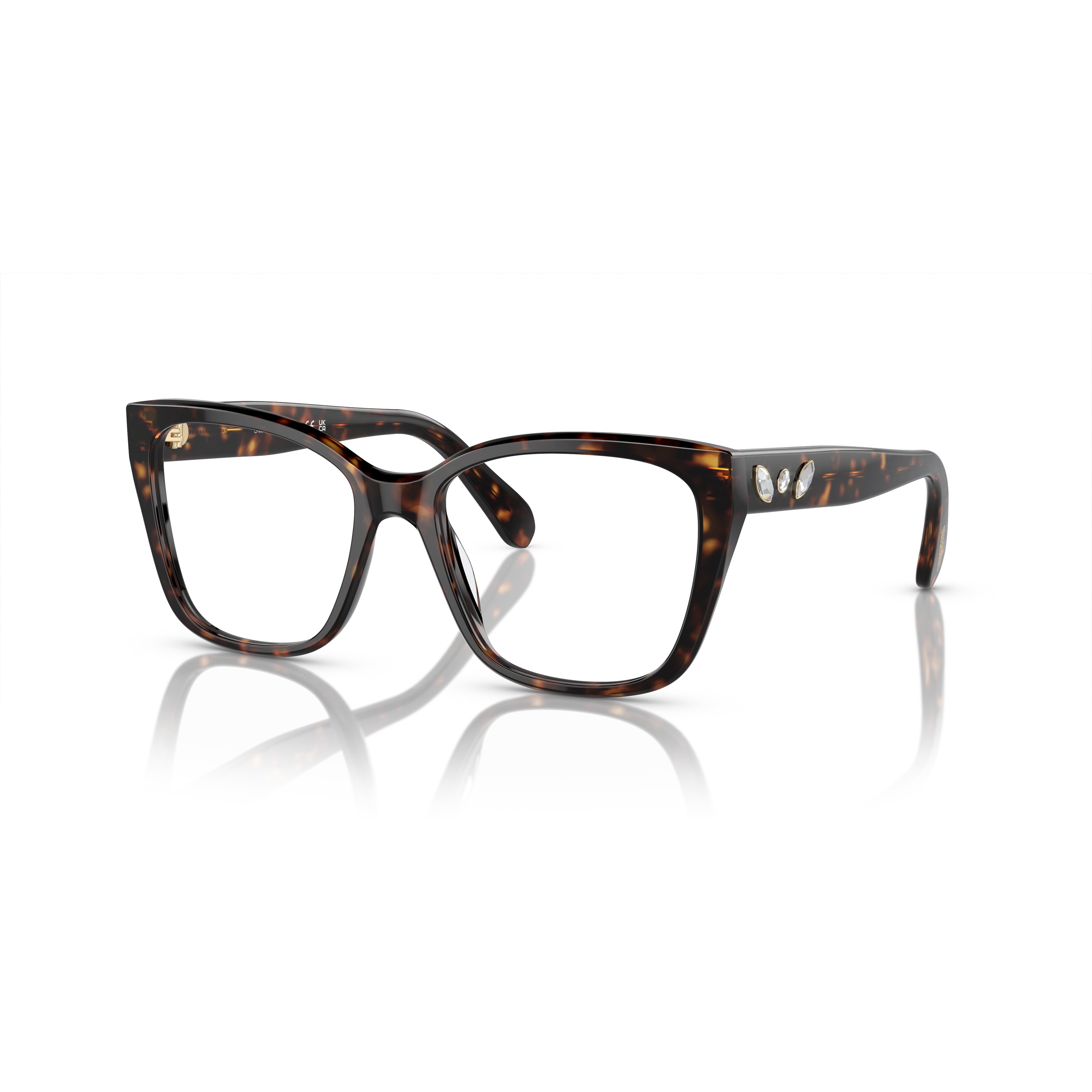 0Sk2008 Oversized Square Tortoiseshell Eyeglasses with Crystal Accents