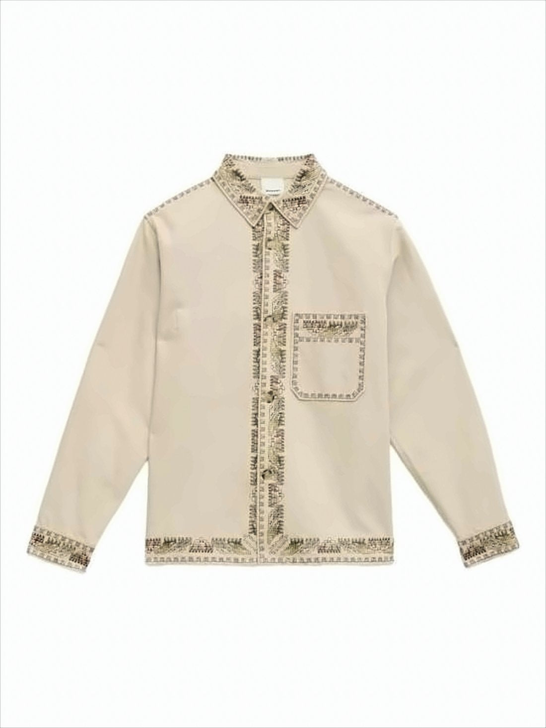 Boxy Button-Down Jacket with Intricate Embroidery