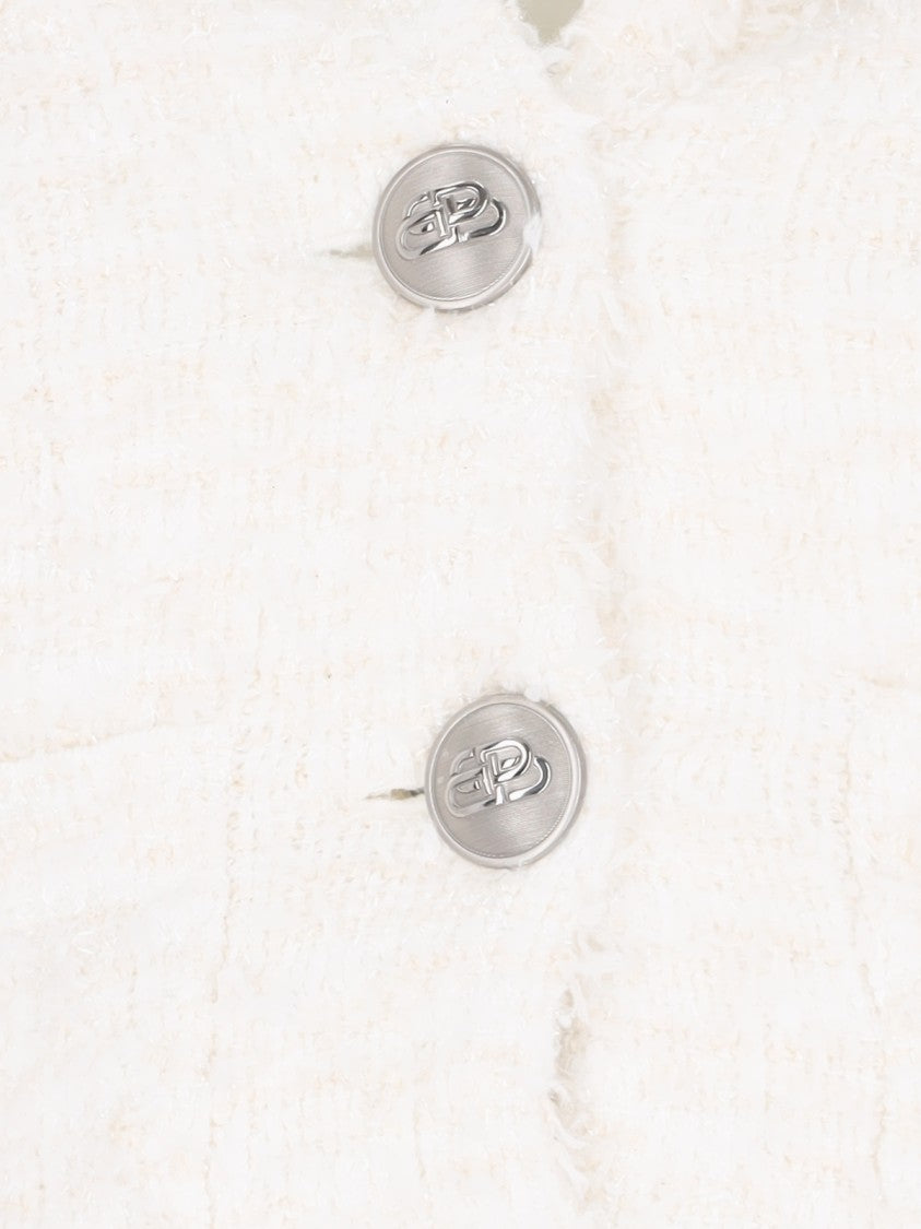 Crop Button Cardigan – White