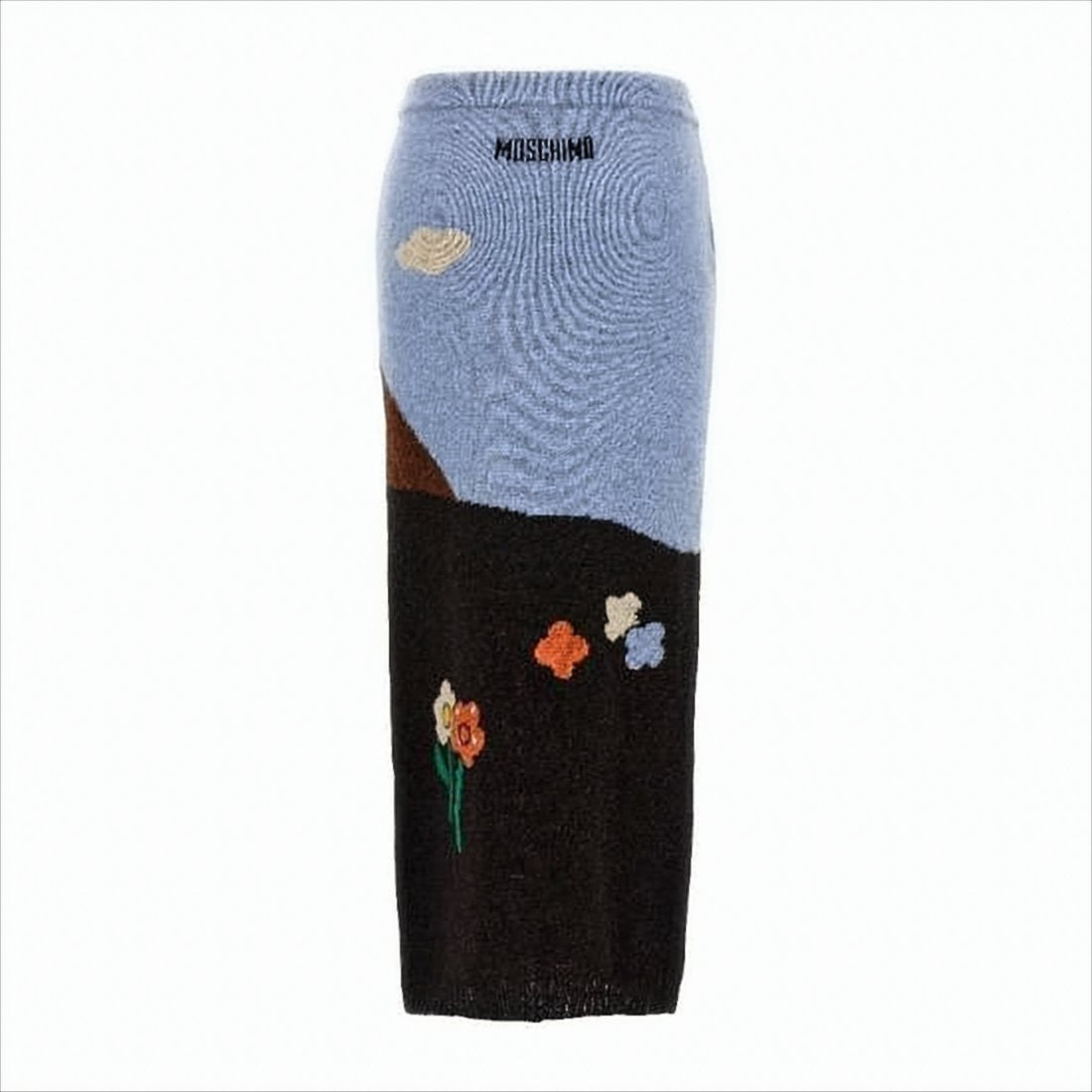 Scenic Knit Long Skirt with Ribbed Waistband