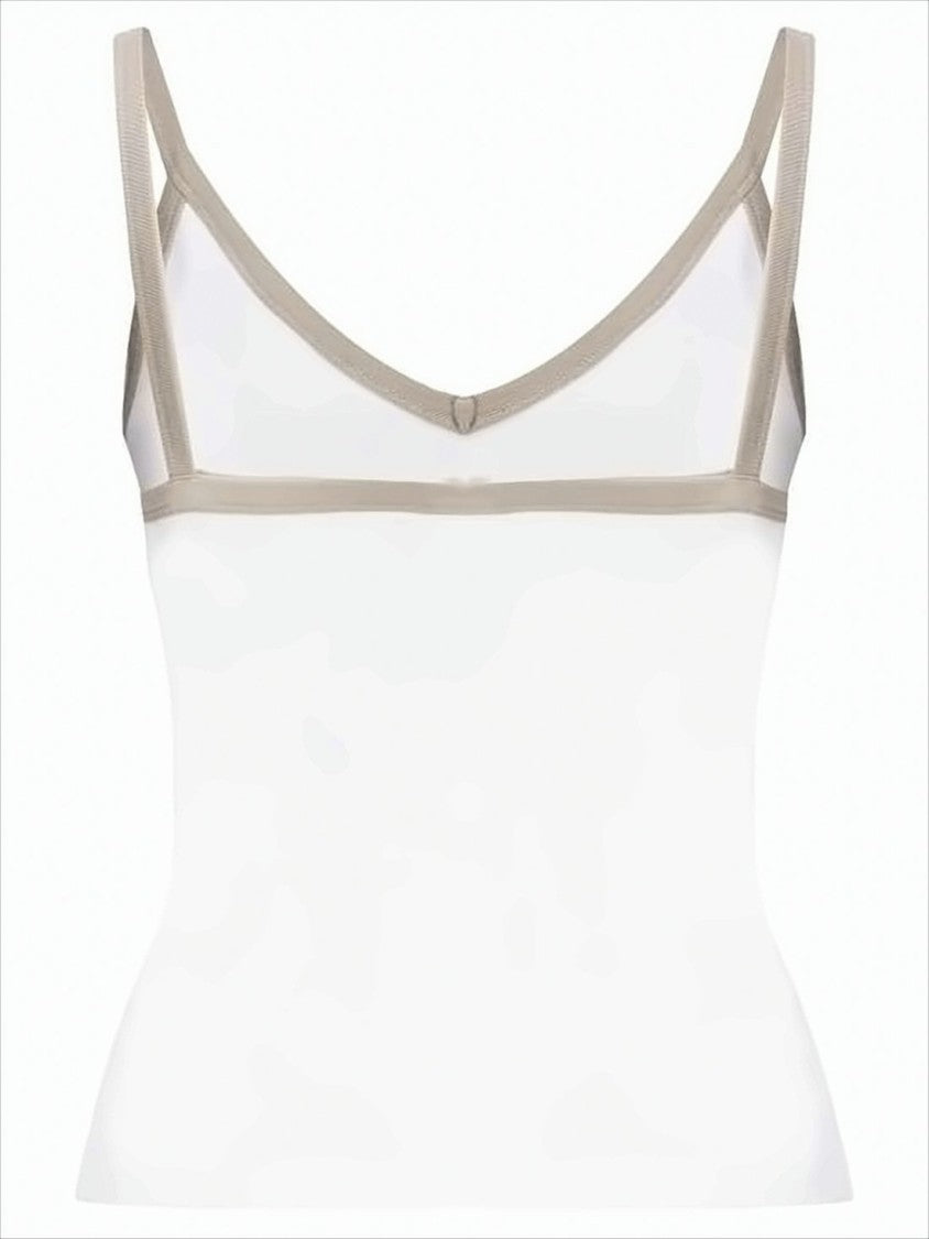 Fitted Sleeveless Top With V-Neckline And Logo Detail