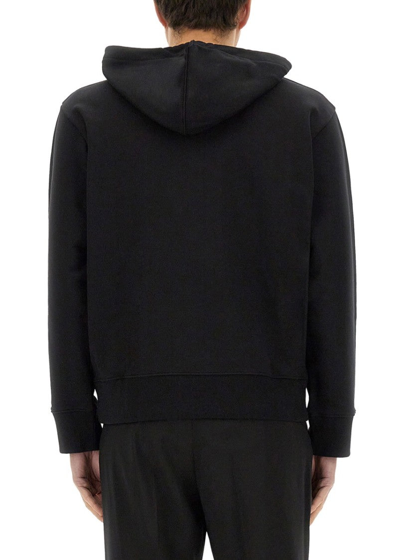 Relaxed Black Hoodie With Drawstring Hood