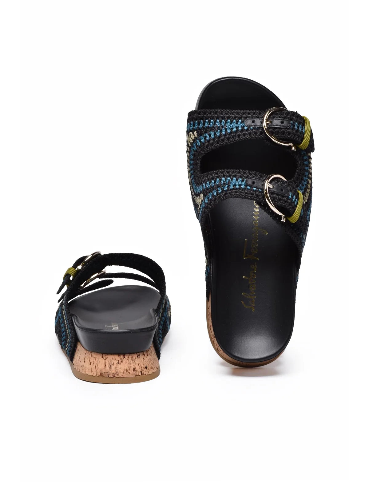 Shaula Raffia Wedge Mules - Black