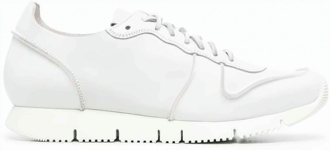 White Leather Sneakers with Elevated Vibram Sole