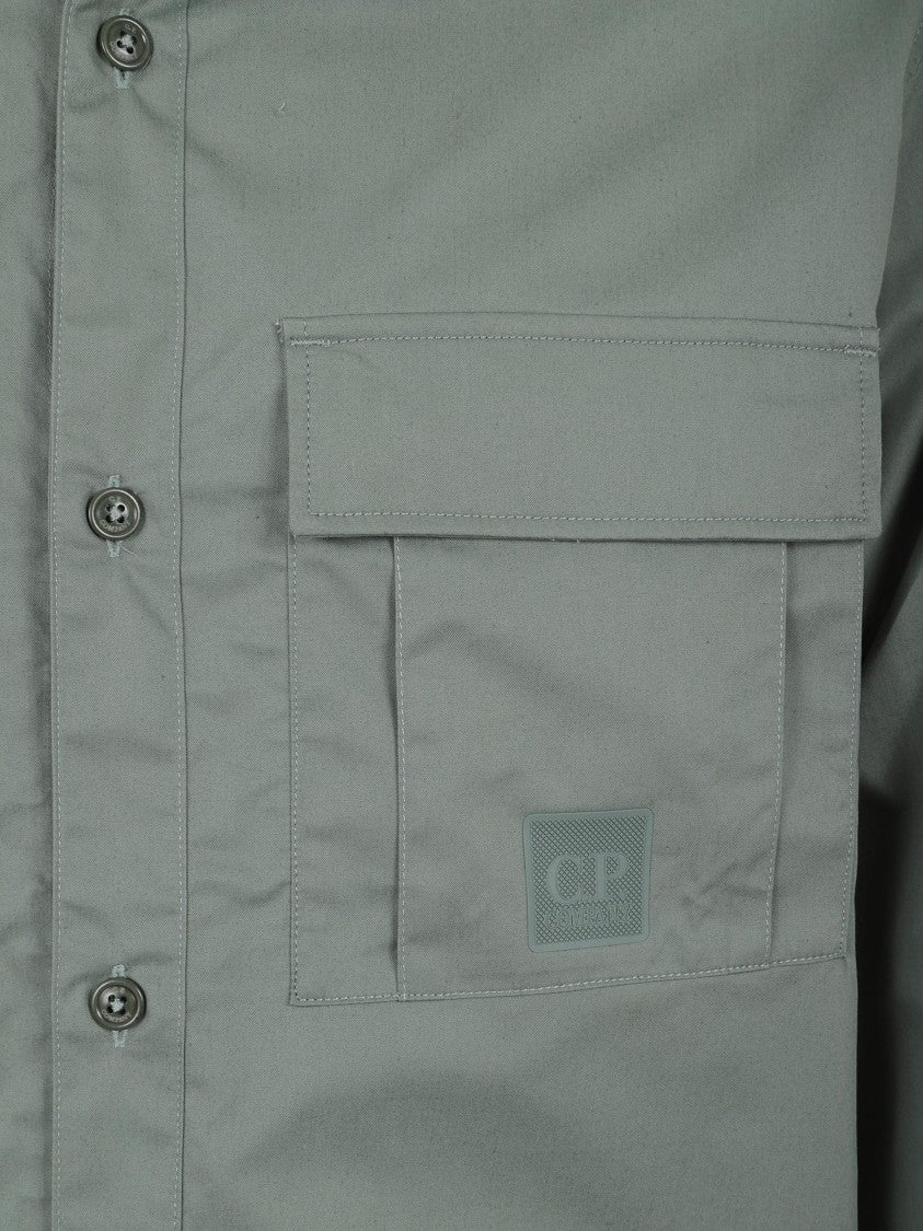 Textured Dark Grey Button-Down Long-Sleeve Shirt