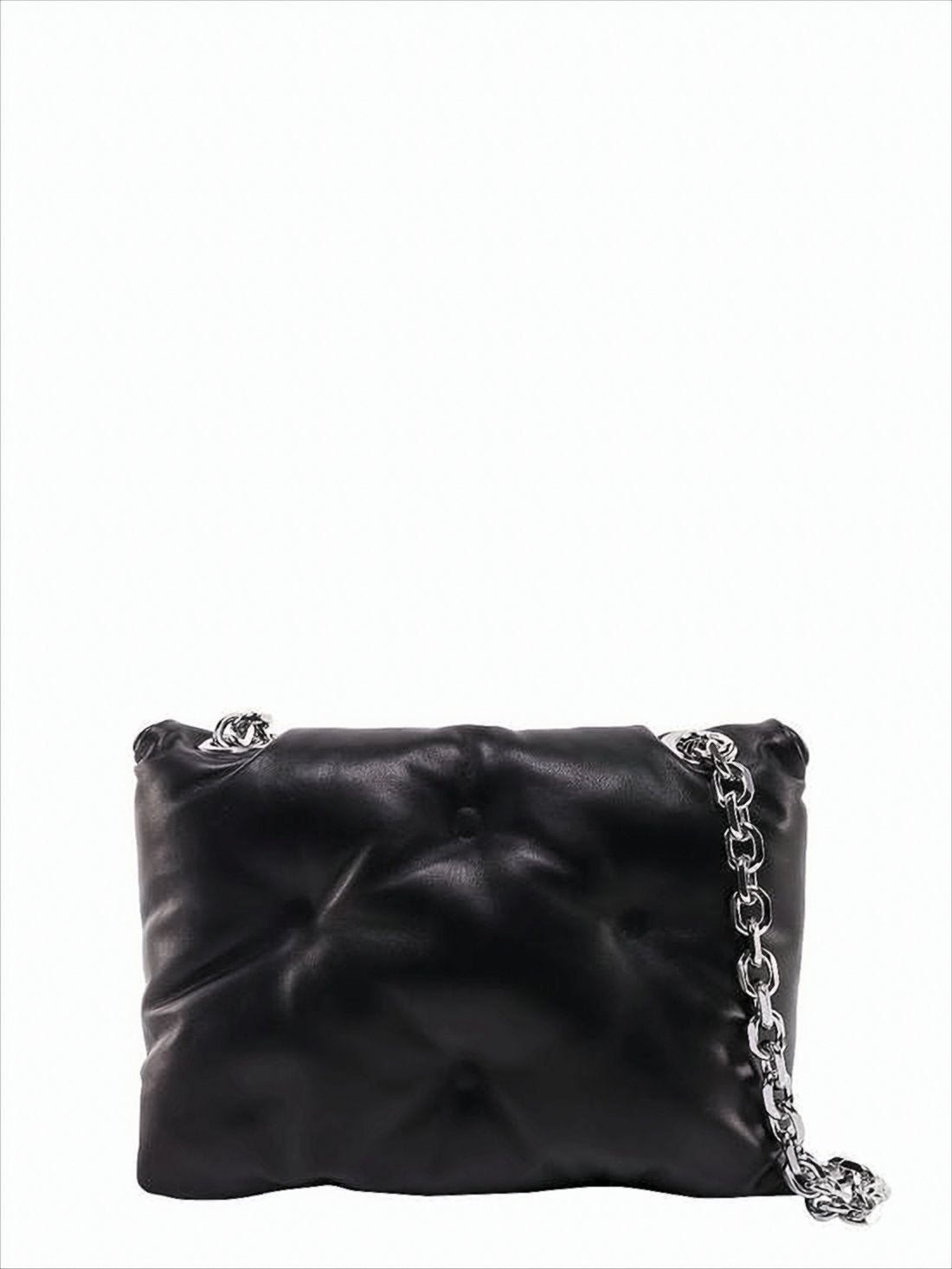 Quilted Lambskin Shoulder Bag With Silver Chain Strap
