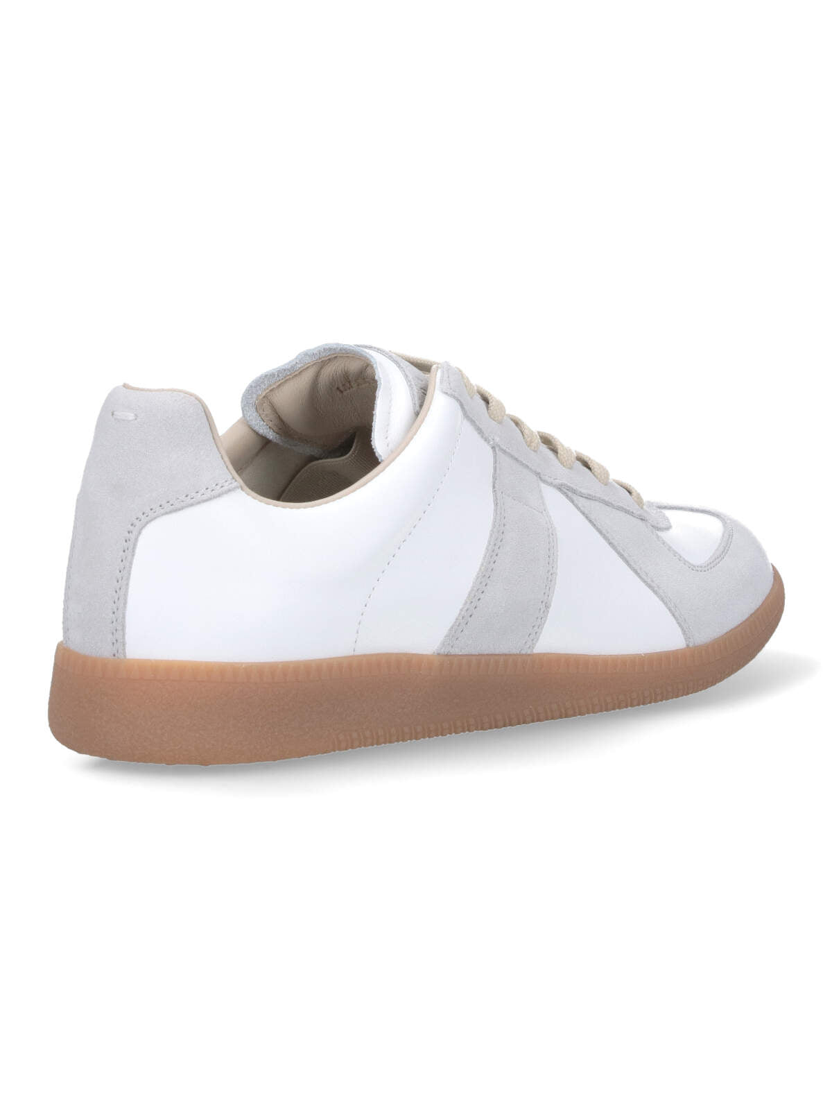 White Leather Sneakers with Gray Suede Detailing
