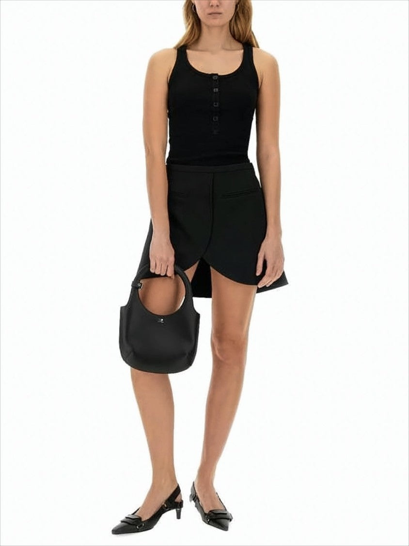 Scoop Neck Fitted Tank Top With Button Placket
