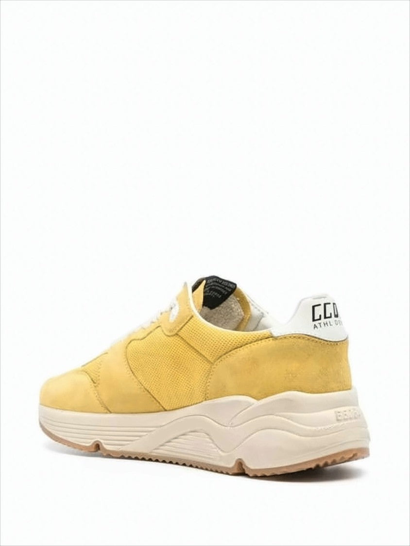 Yellow Suede and Mesh Sneakers
