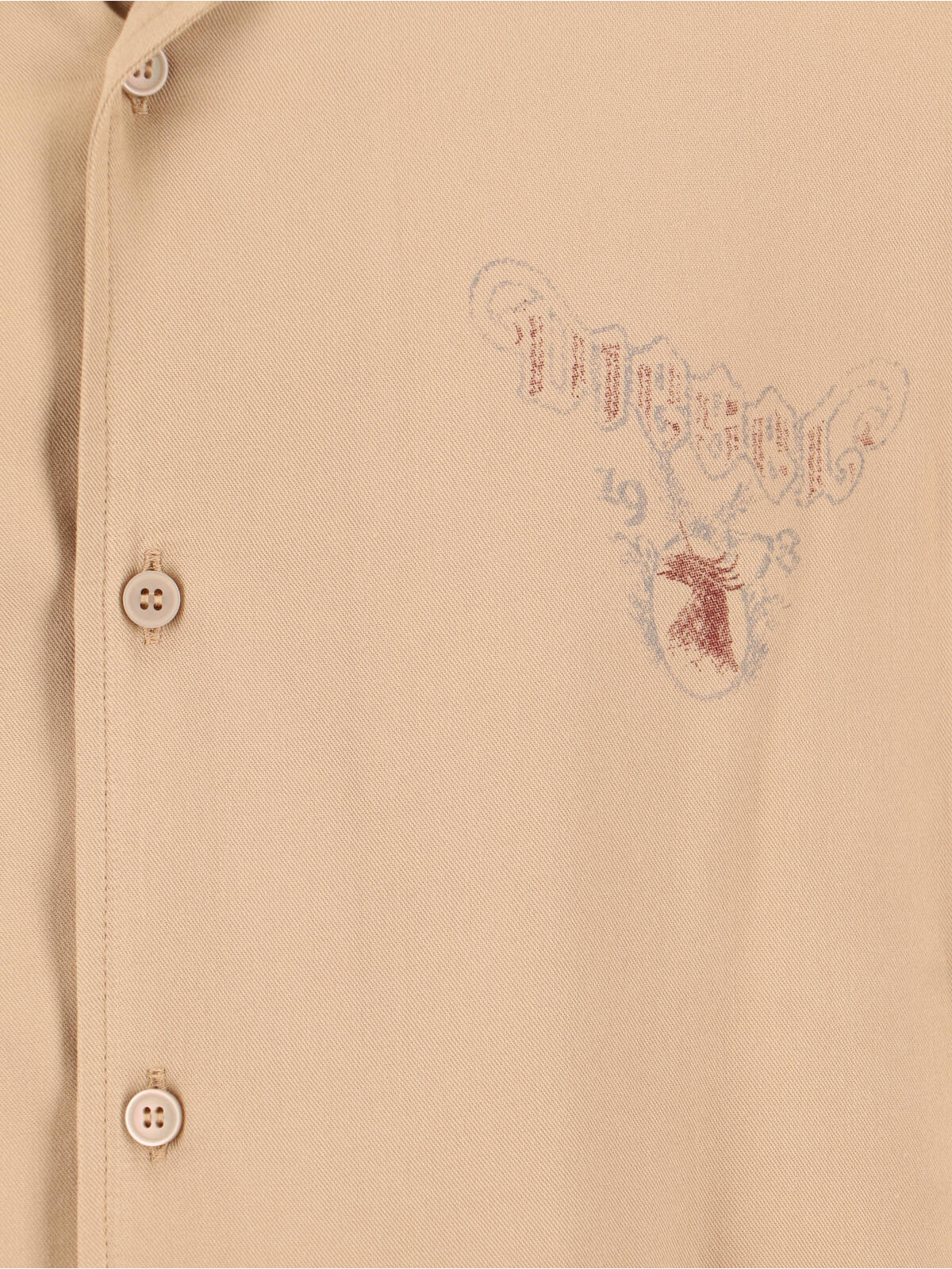 Beige Short Sleeve Printed Shirt
