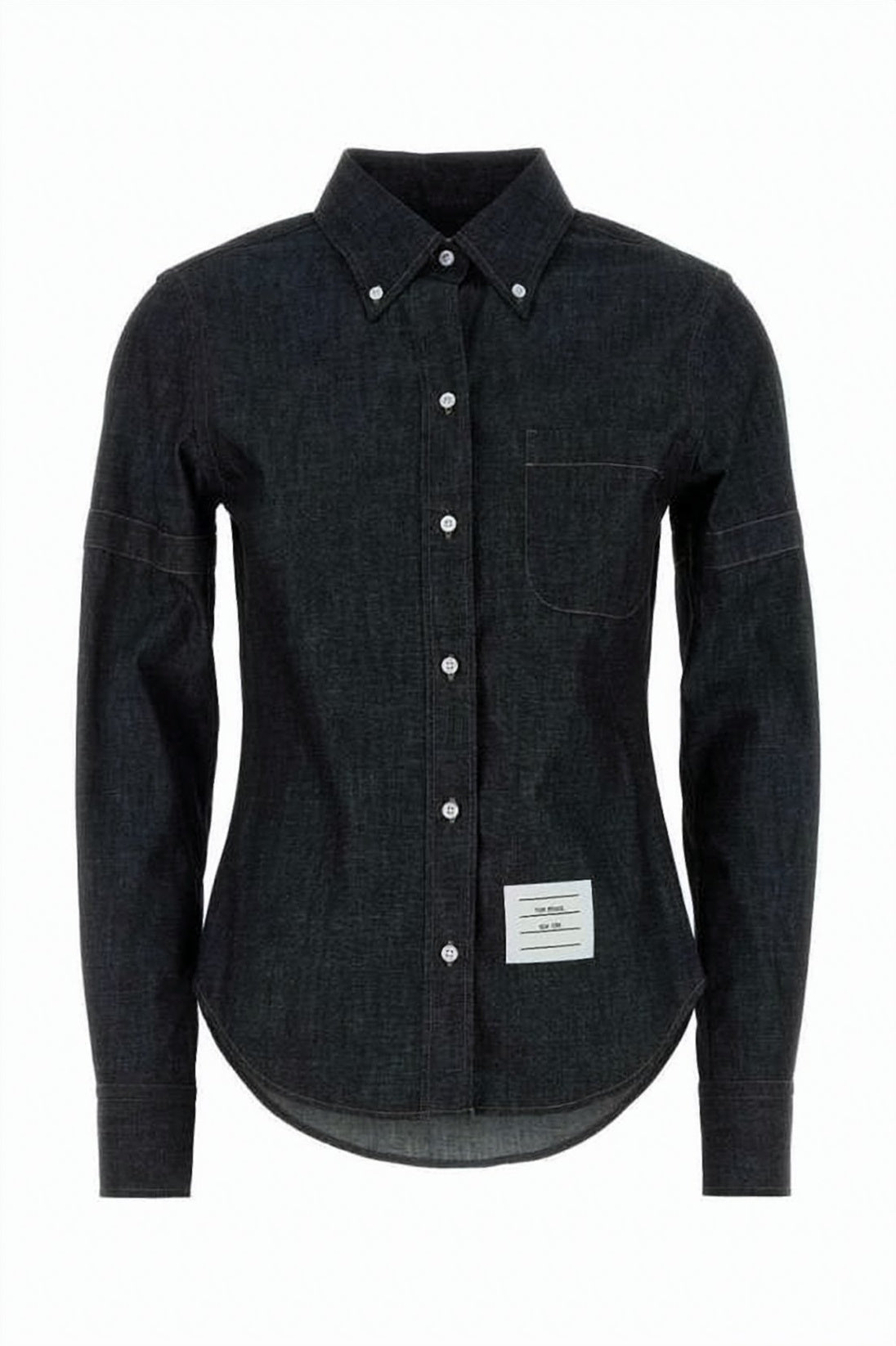 Tailored Denim Shirt with Classic Button-Down Front