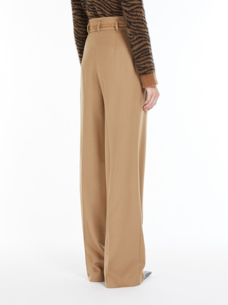 High-Waisted Wool Crêpe Trousers With Front Pleats