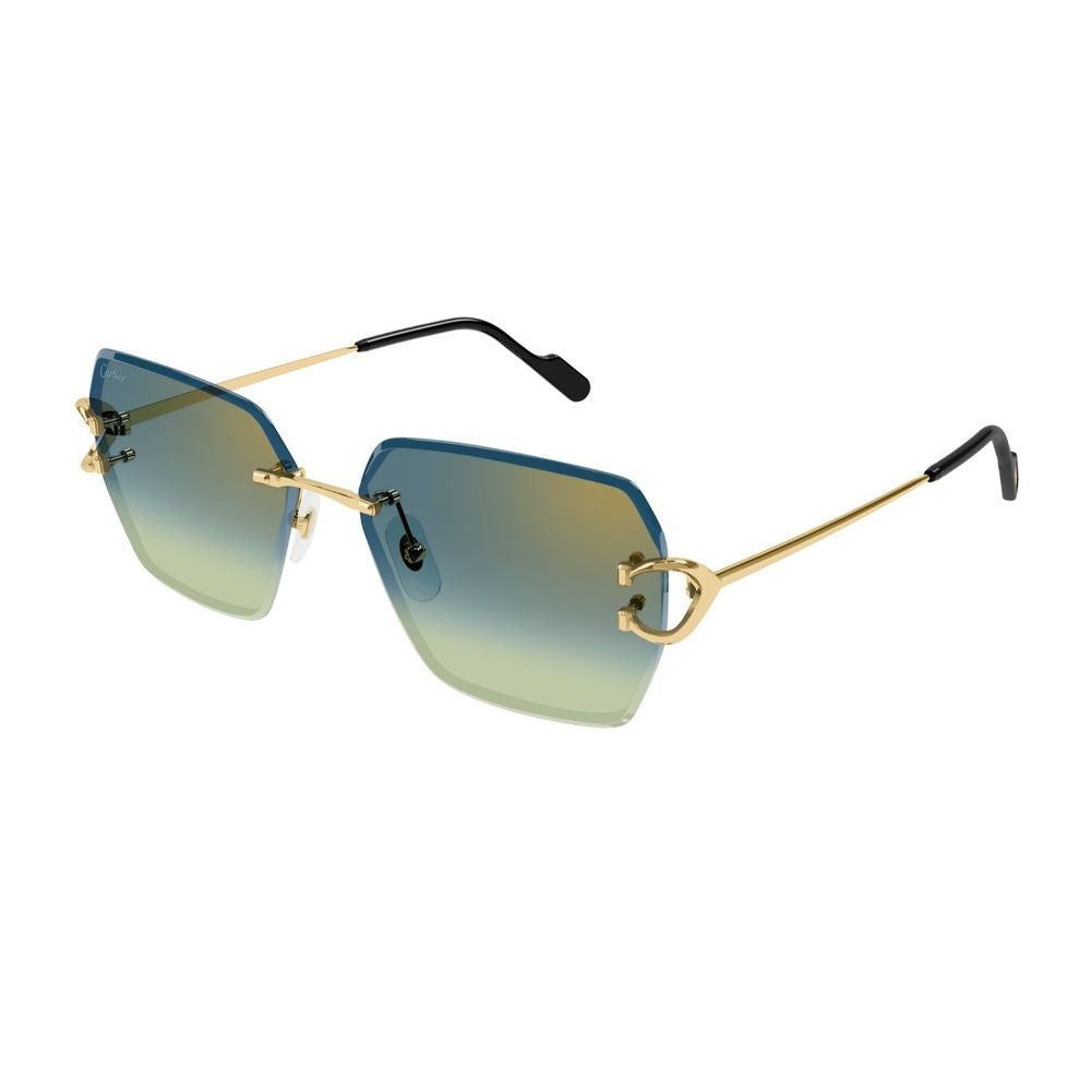 Gold-Tone Rimless Oversized Square Sunglasses