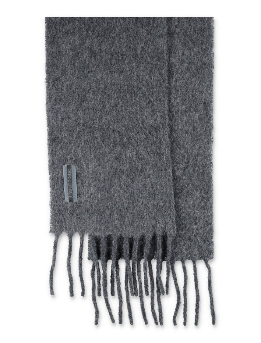 Soft Fuzzy Dark Grey Alpaca Blend Scarf