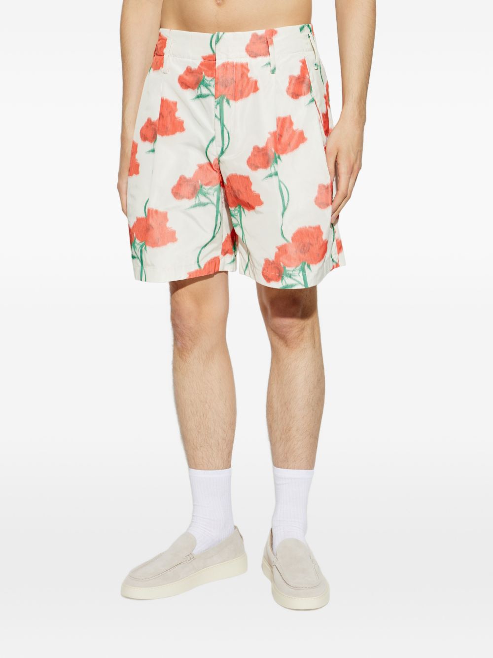 Beige Silk And Nylon Shorts