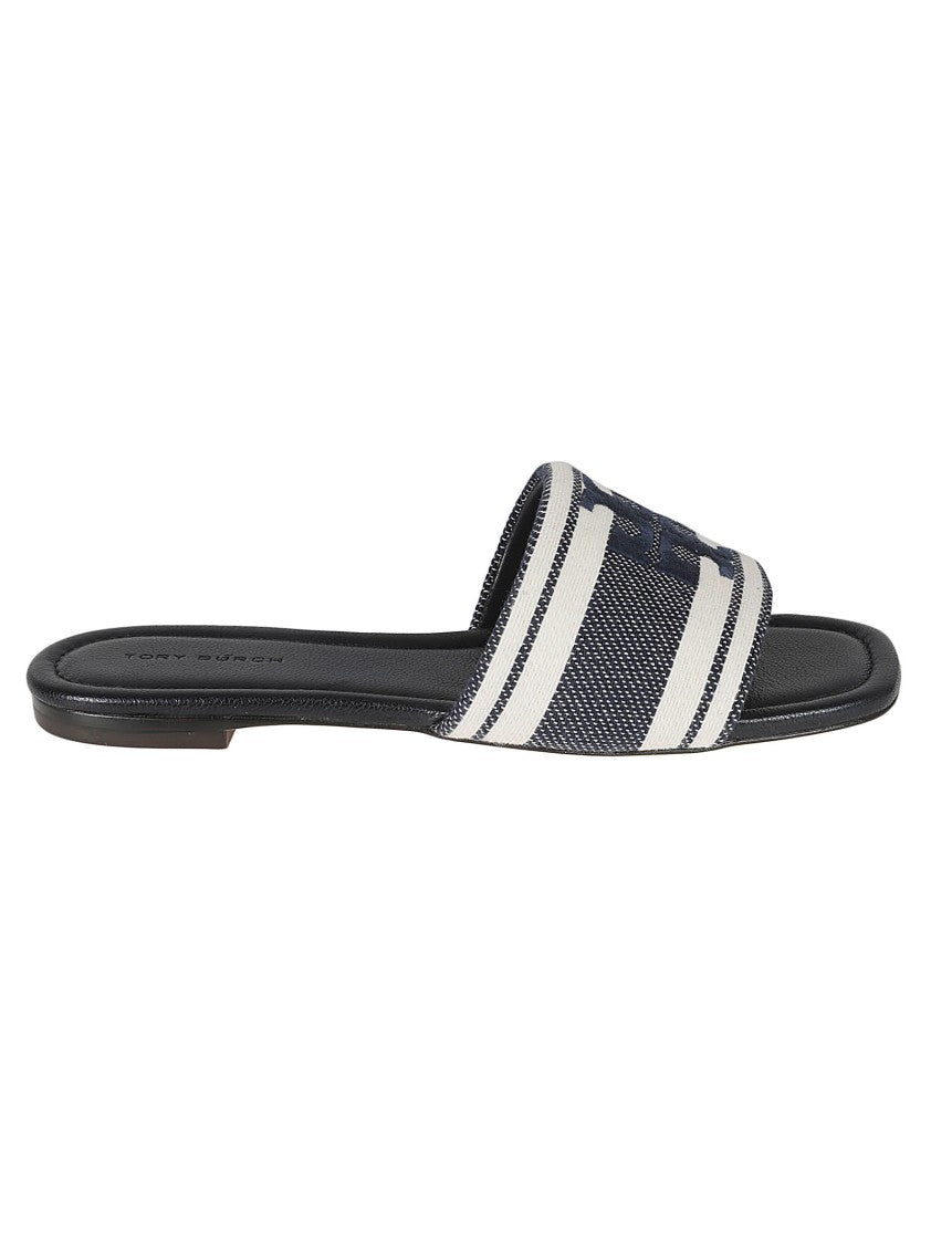 Slide Sandals With Bold Striped Strap