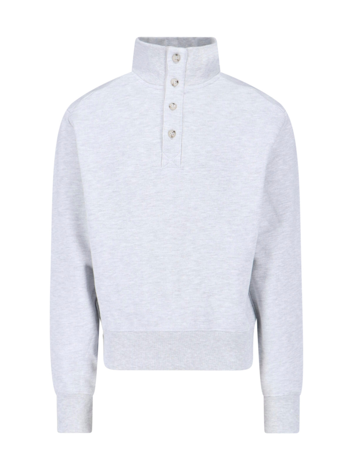 Grey Port High-Collar Cotton Sweatshirt