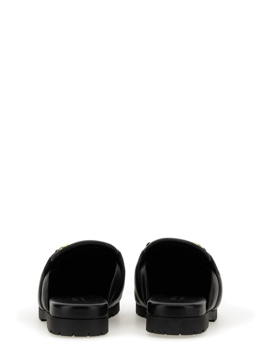 Men's Leather Sabot Shoe with Clamp Detail