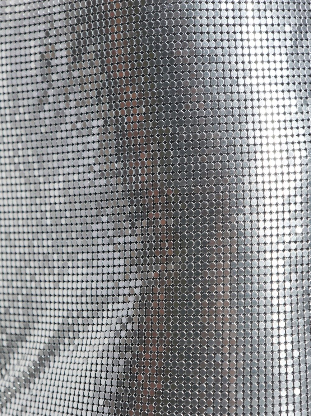 Mini Metallic Silver Skirt With Mesh Overlay