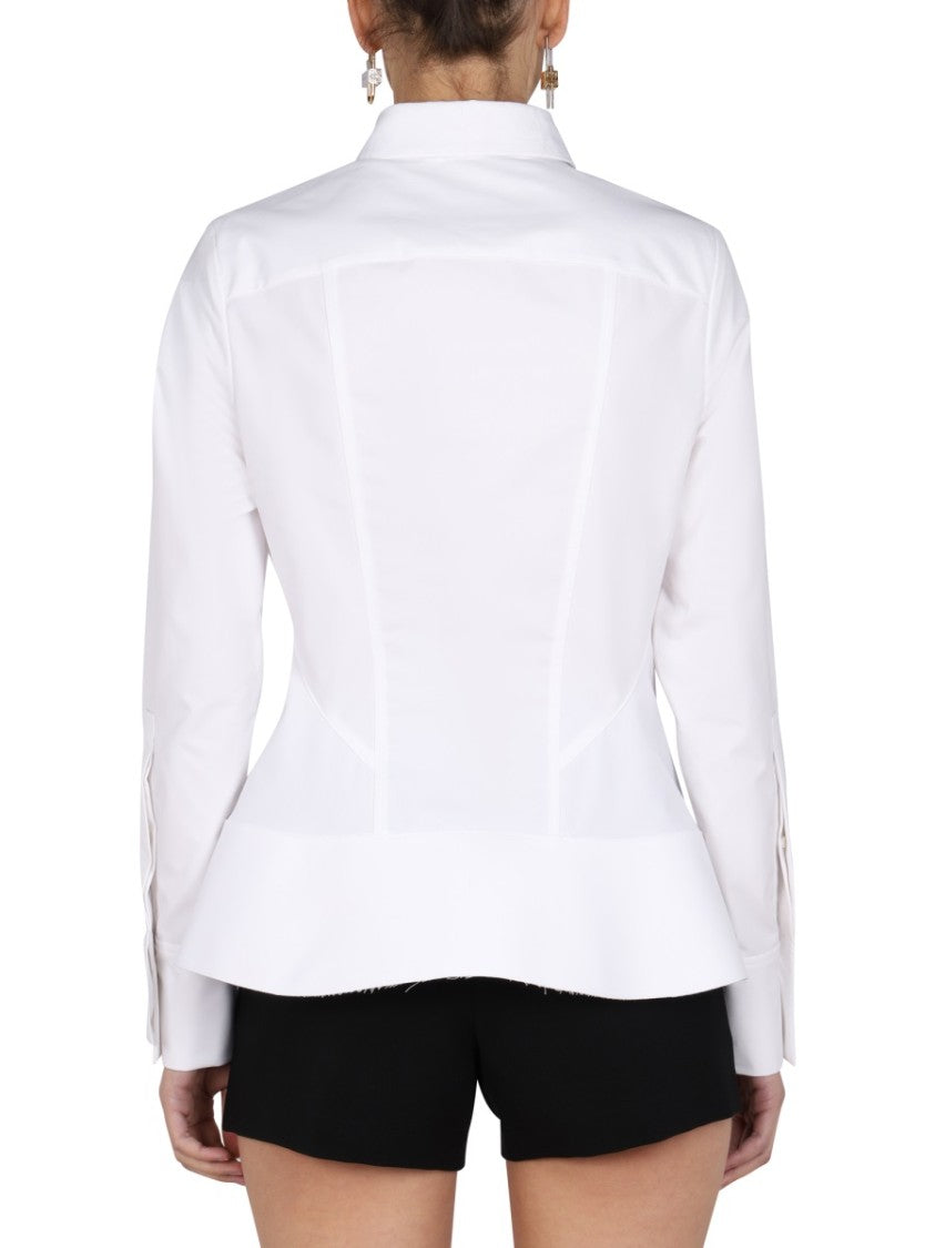 Pointed Collar Shirt With Concealed Placket