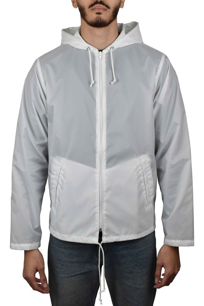 White Waterproof Nylon Jacket With Beatles Print