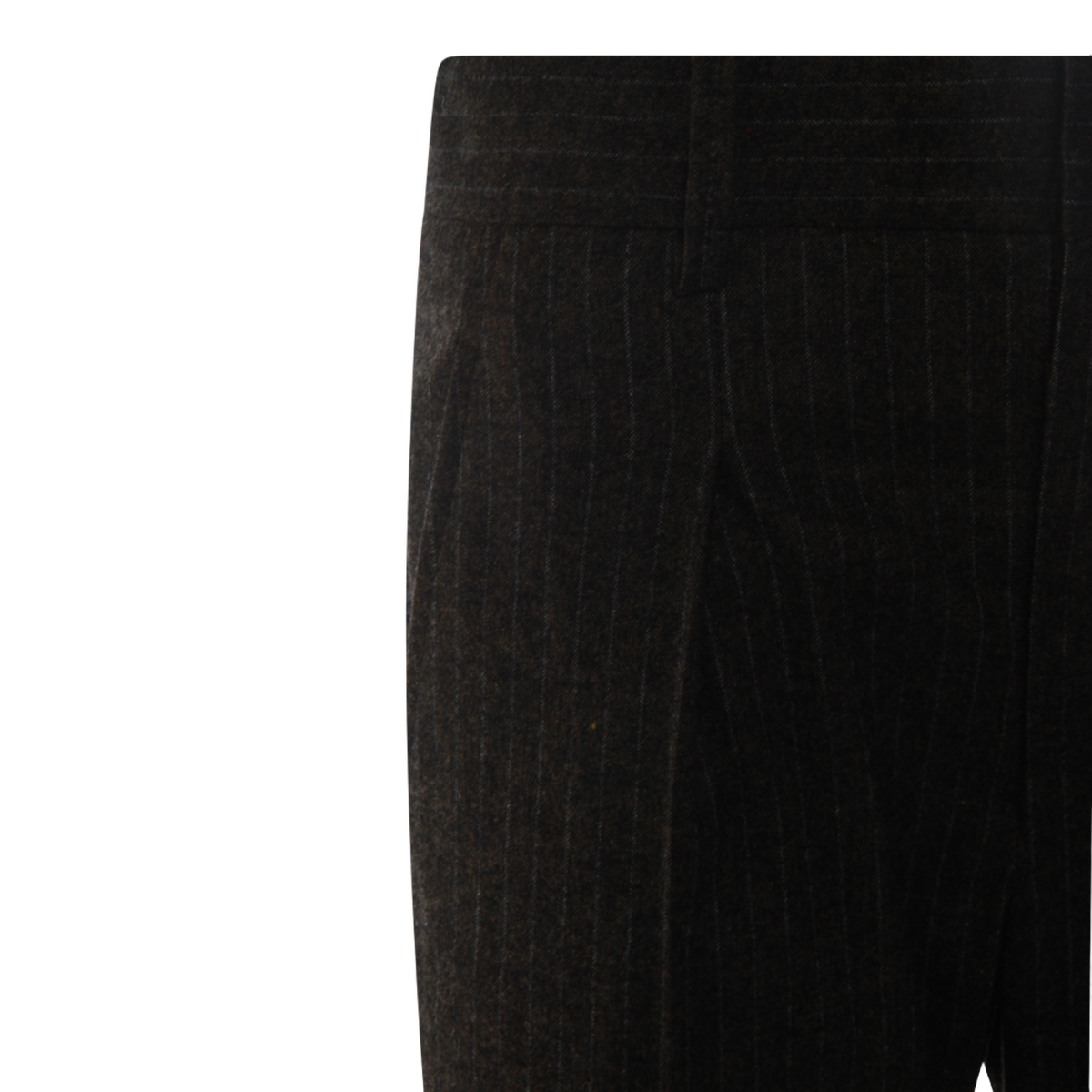 High-Waisted Straight-Leg Trousers with Subtle Pinstripe Design