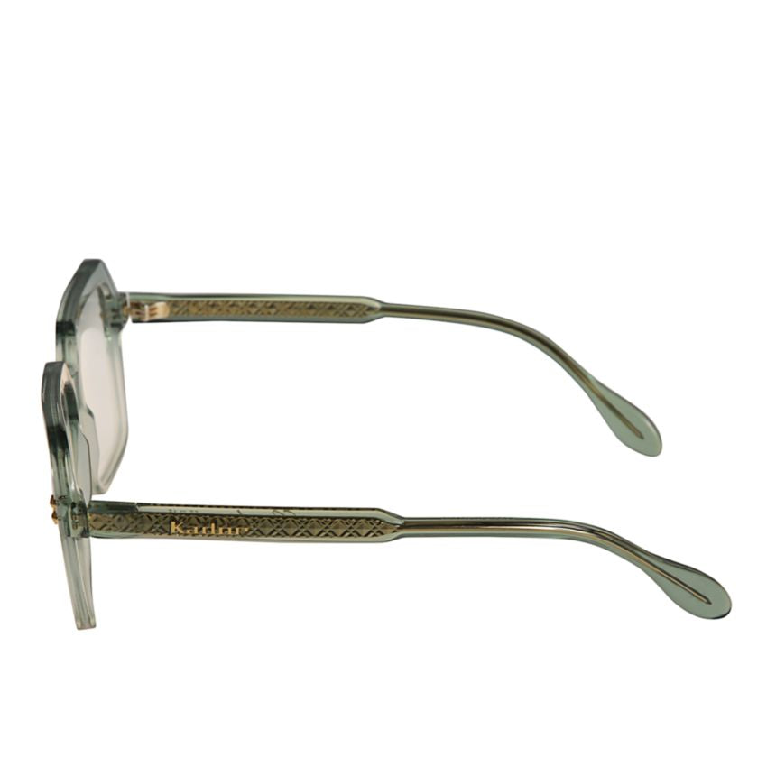 Giada Glamour Geometric Square Sunglasses with Translucent Green Tint