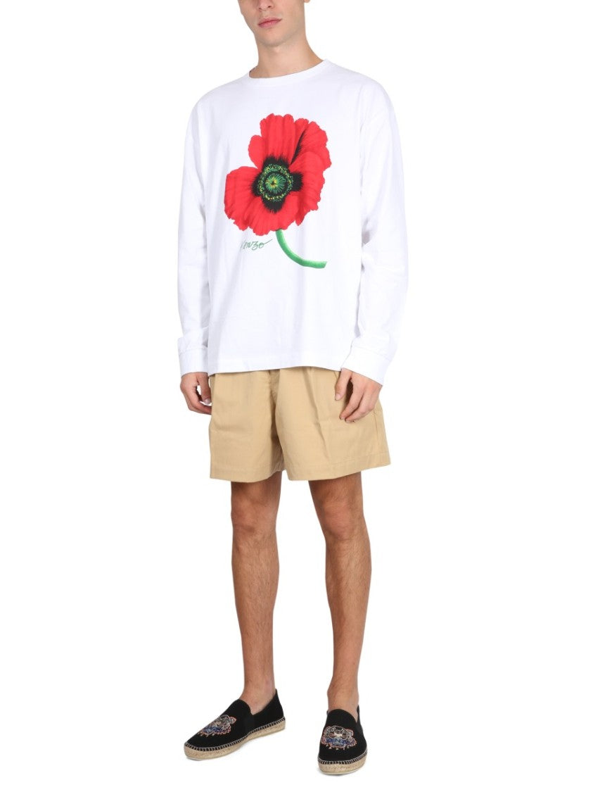 Structured Twill Shorts With Adjustable Belt