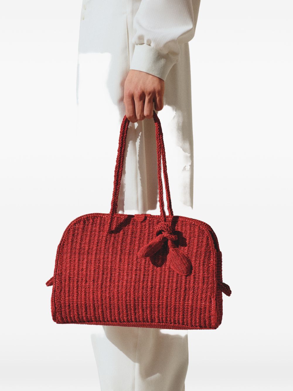Raffia Top Handle Bag