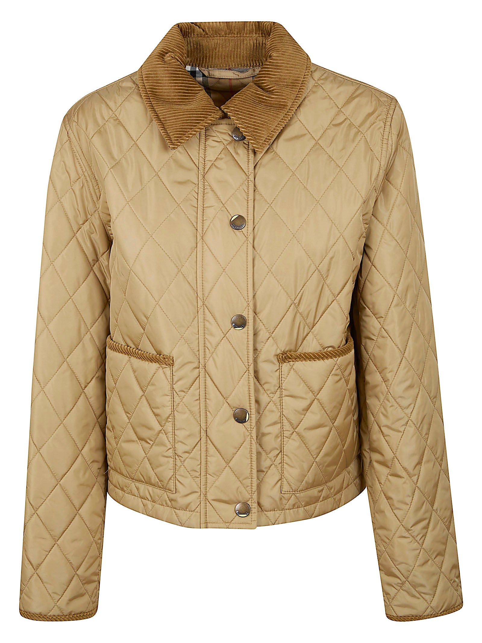 Quilted Cropped Jacket with Corduroy Details