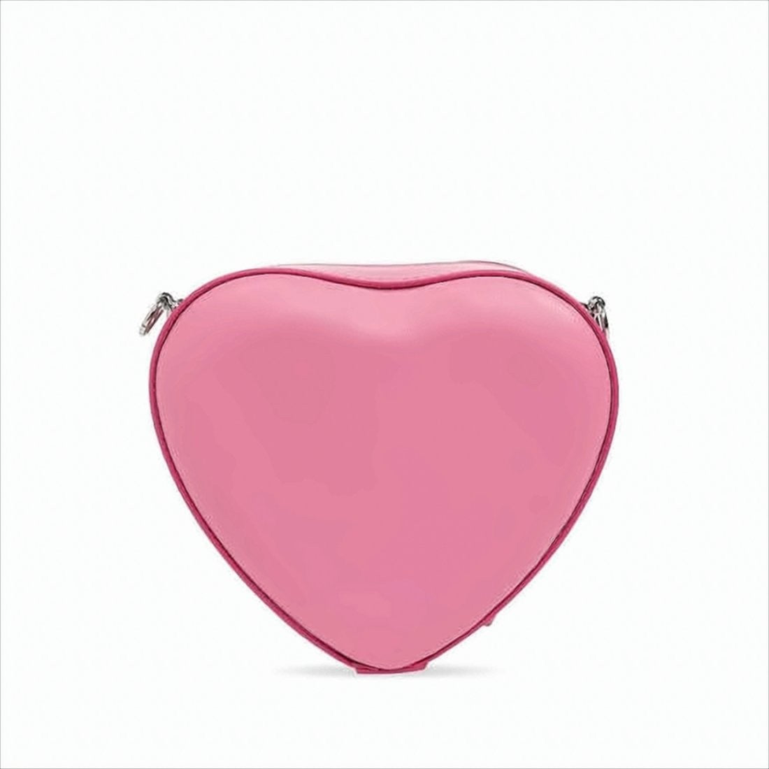 Heart-Shaped Nappa Leather Shoulder Bag with Zip Closure