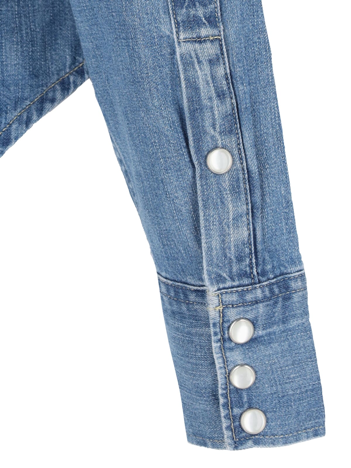 Denim Shirt With Classic Collar And Vintage Wash