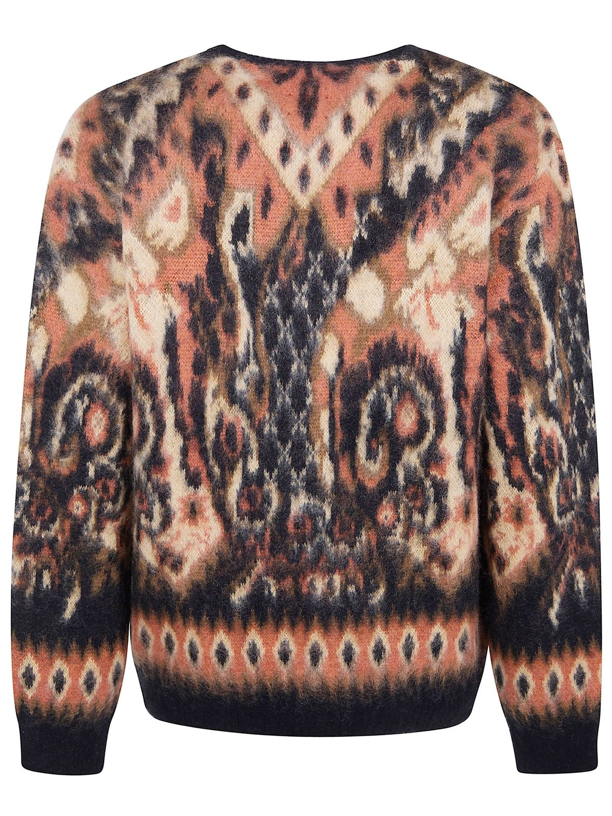 Paisley Pattern Mohair Cardigan with V-Neckline