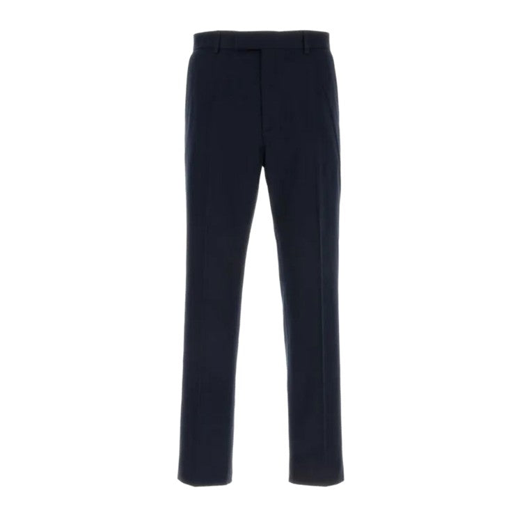 Tailored Black Cotton Trousers With Subtle Accent Stripe